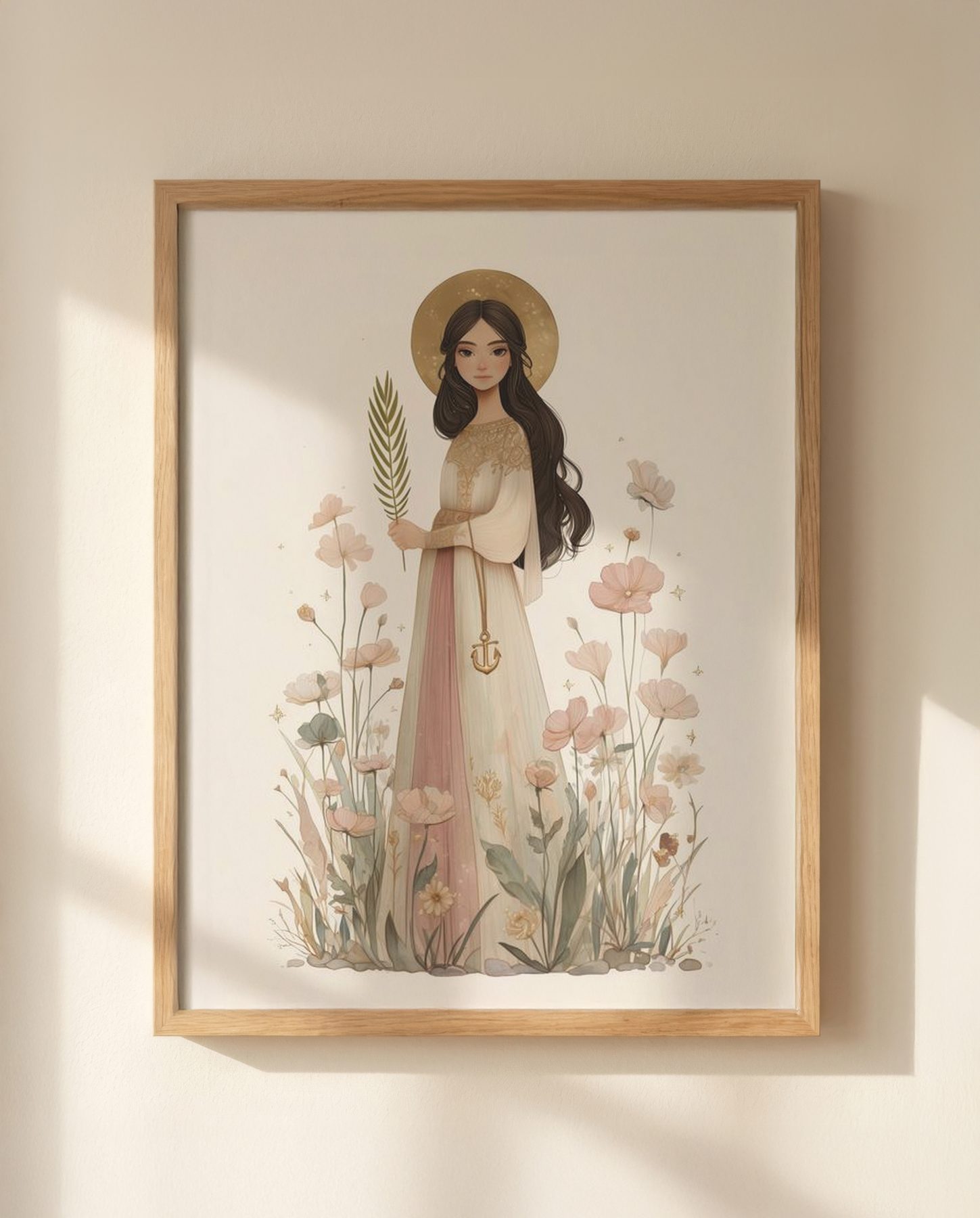 Saint Philomena with Wheat and Flowers print