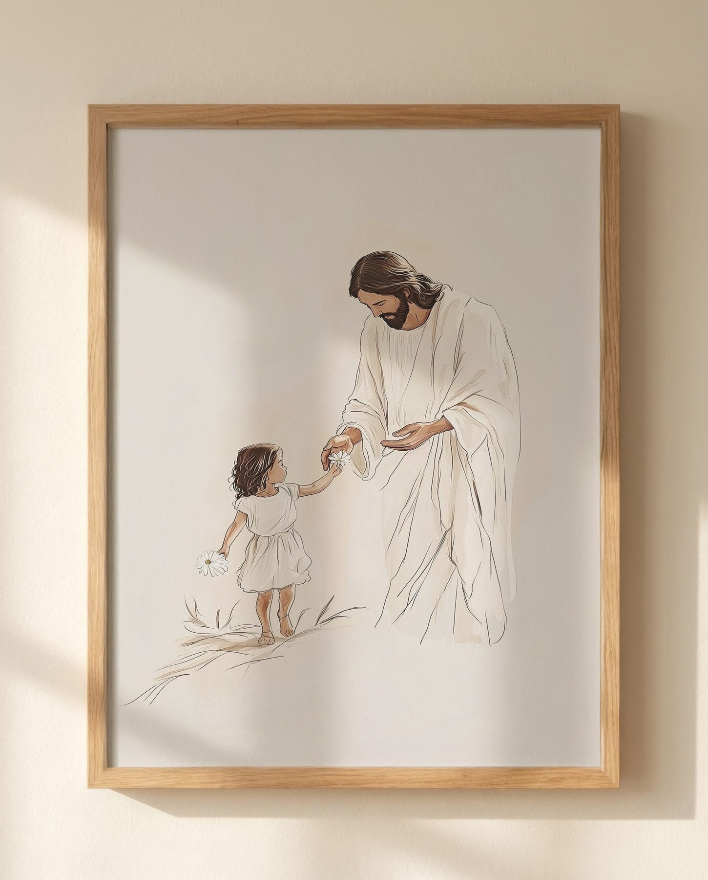 Jesus Kneeling with a Child print