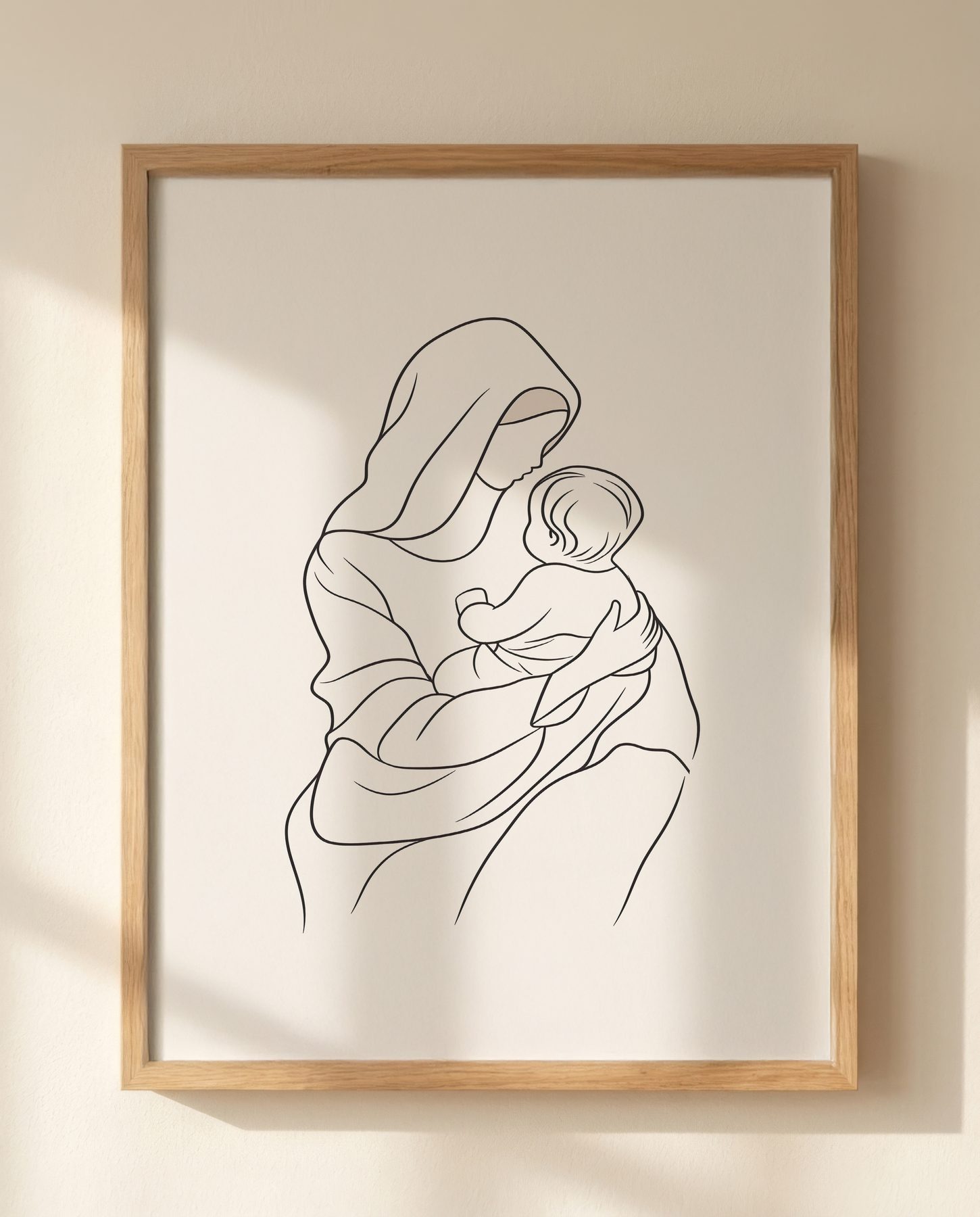 Madonna and Child in Minimal Line Art print