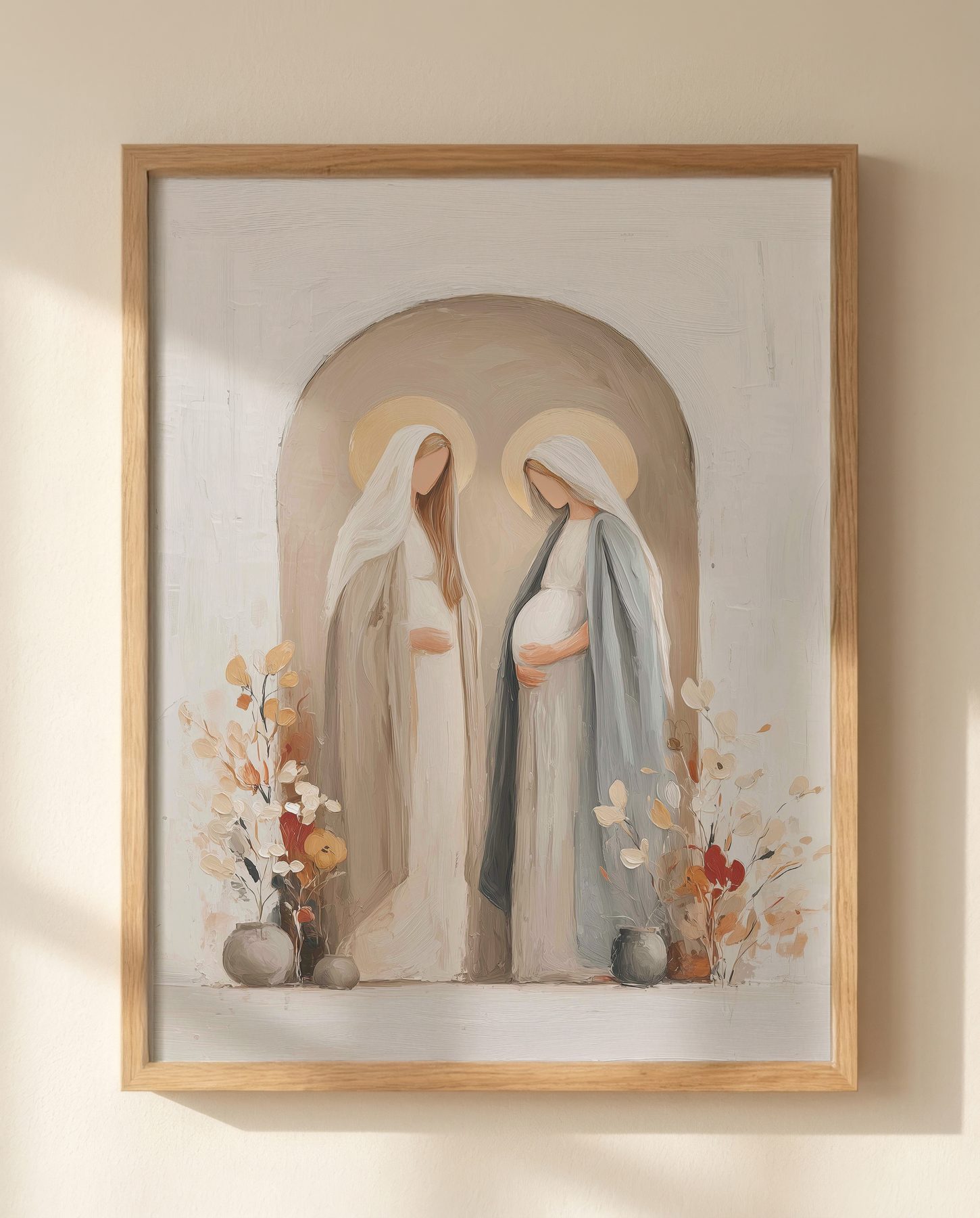 The Visitation print styled on a quiet gallery wall